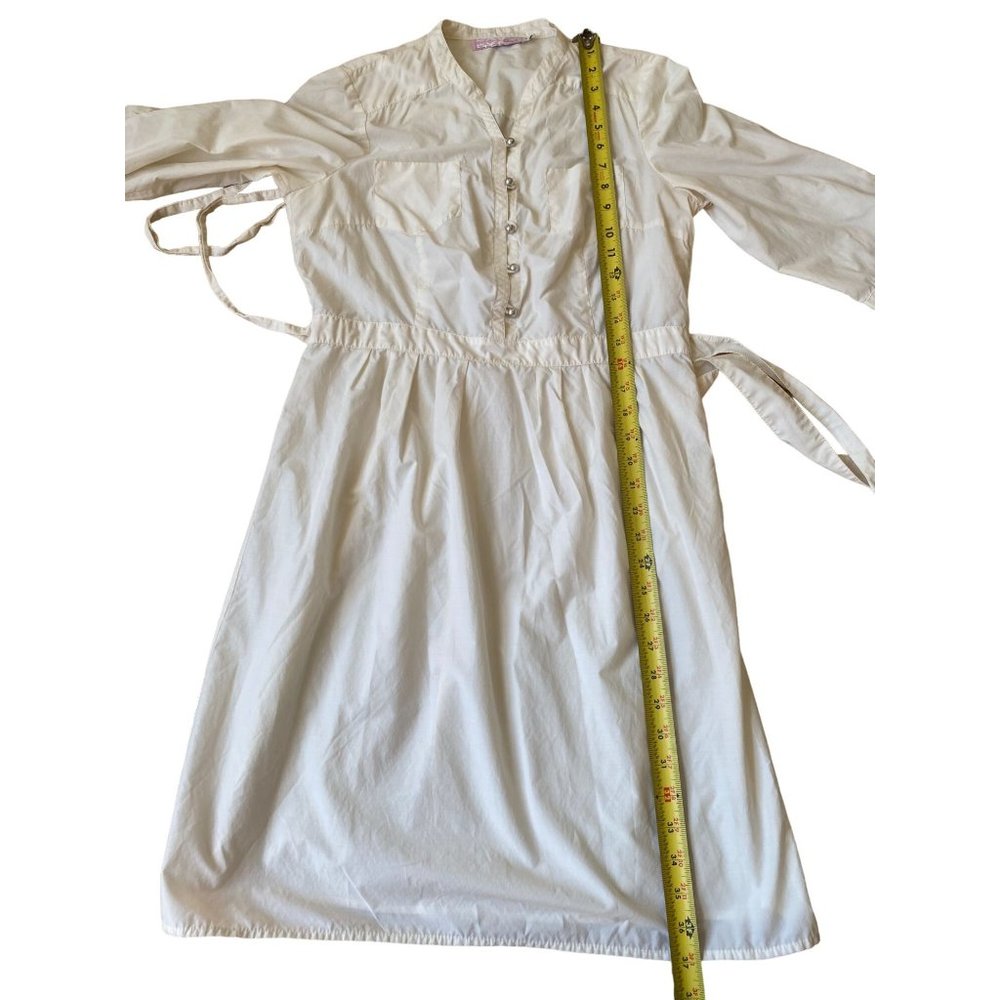 Parameter Womens Dress 6 Ivory Cotton Minimalist Mod Knee Length Buttons - Picture 10 of 11